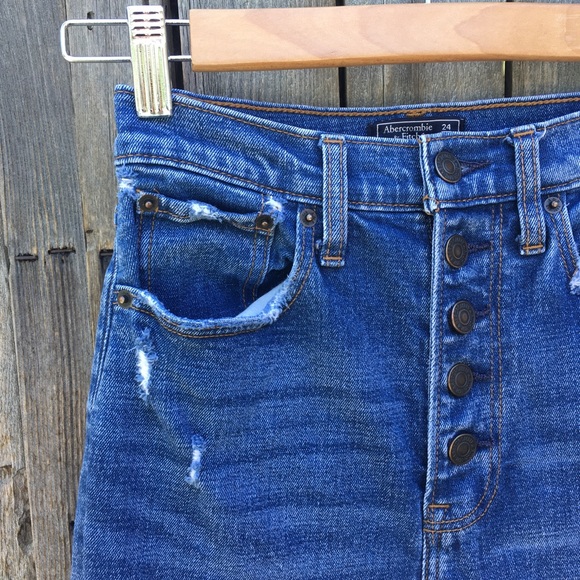 Abercrombie & Fitch Ultra High Rise Mom Jean Distressed Blue 00 - Picture 15 of 16